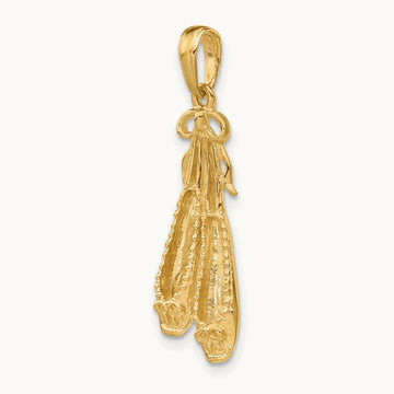 Solid Satin Polished Ballet Slippers Pendant, 14K