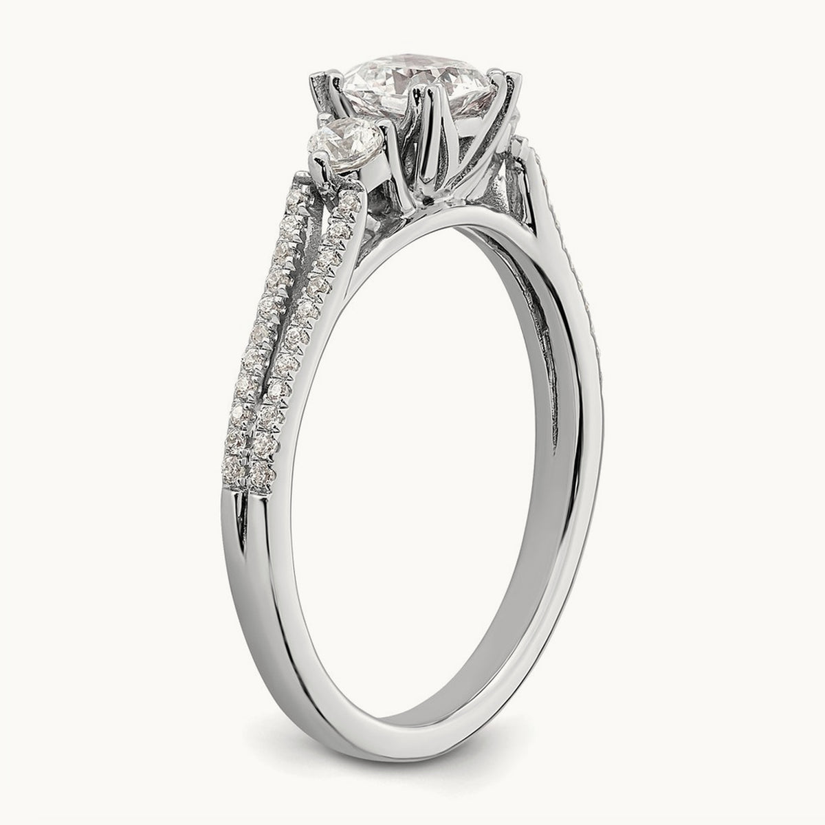 3 Stone Cushion Semi-Mount Engagement Ring — 1/2 ct, 7