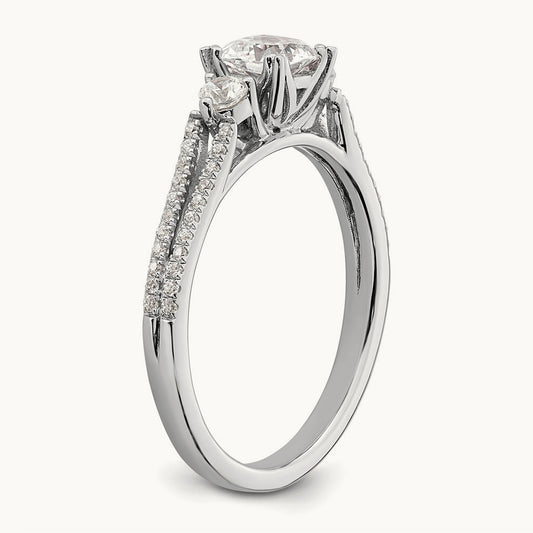 3 Stone Cushion Semi-Mount Engagement Ring — 1/2 ct, 7