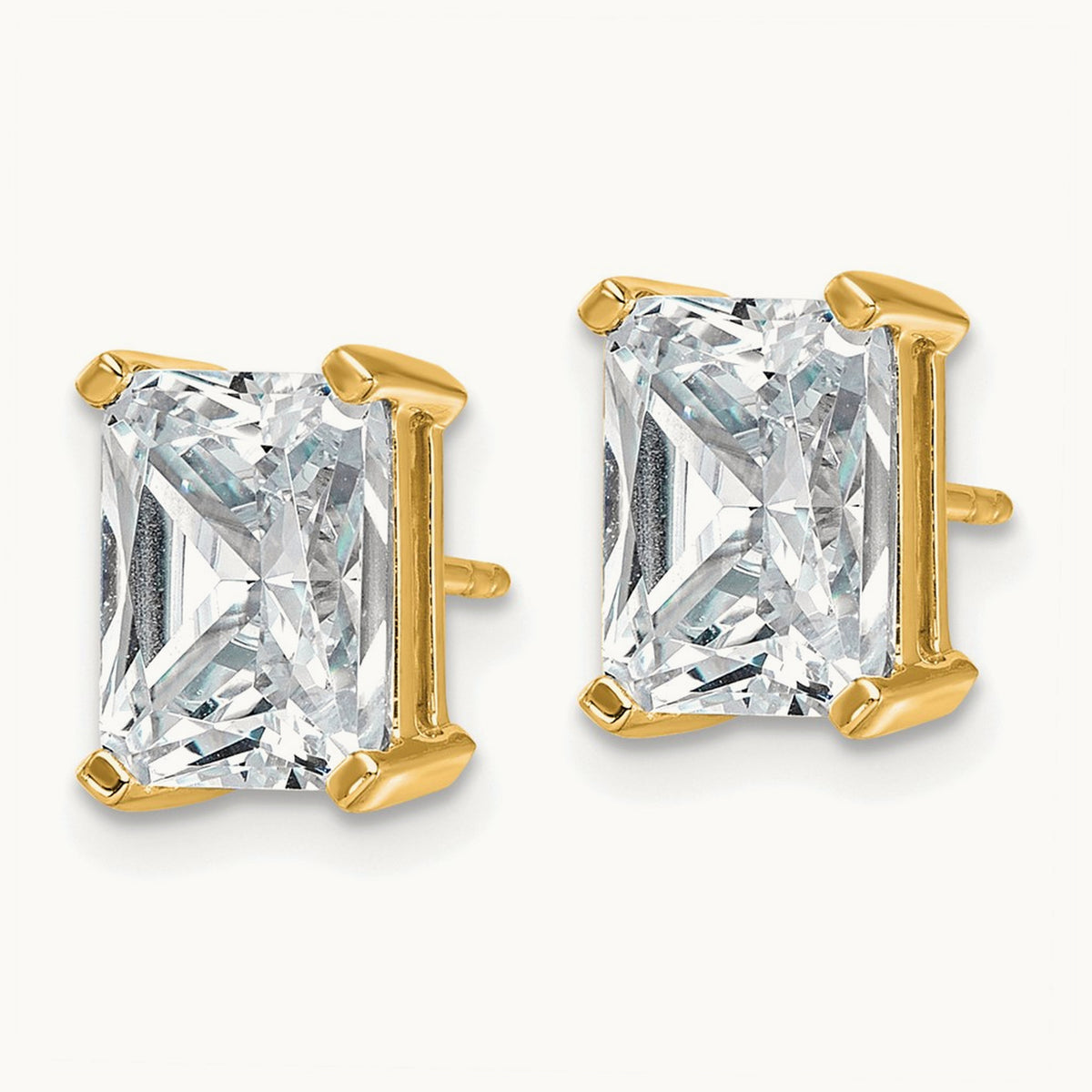 Radiant Four-Prong Stud Earrings, 0.50-6.00 ct tw Lab-Grown Diamond — 5 ct, 14K Yellow Gold