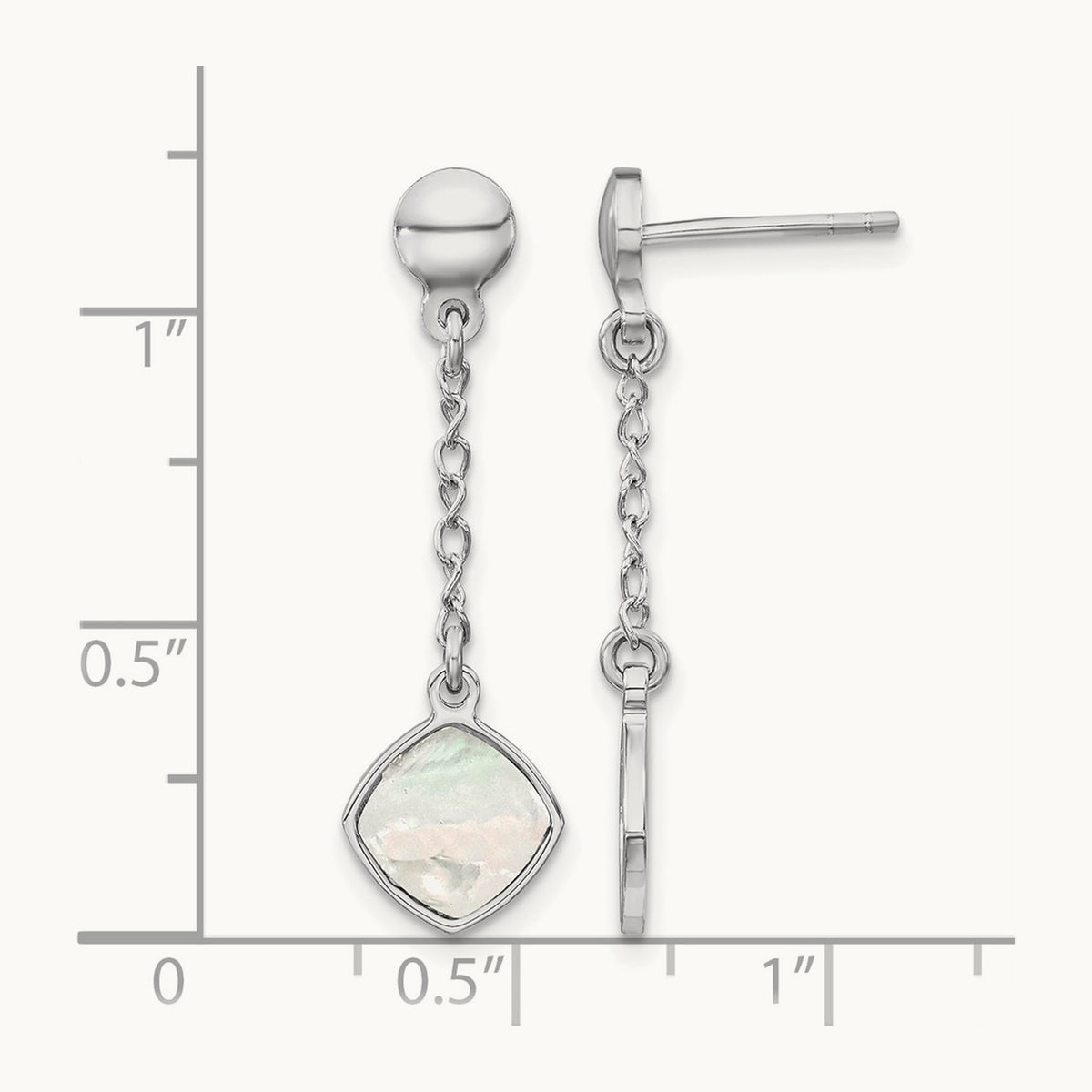 Rhodium-plated Mother of Pearl Post Dangle Earring, Sterling Silver — Leslie's