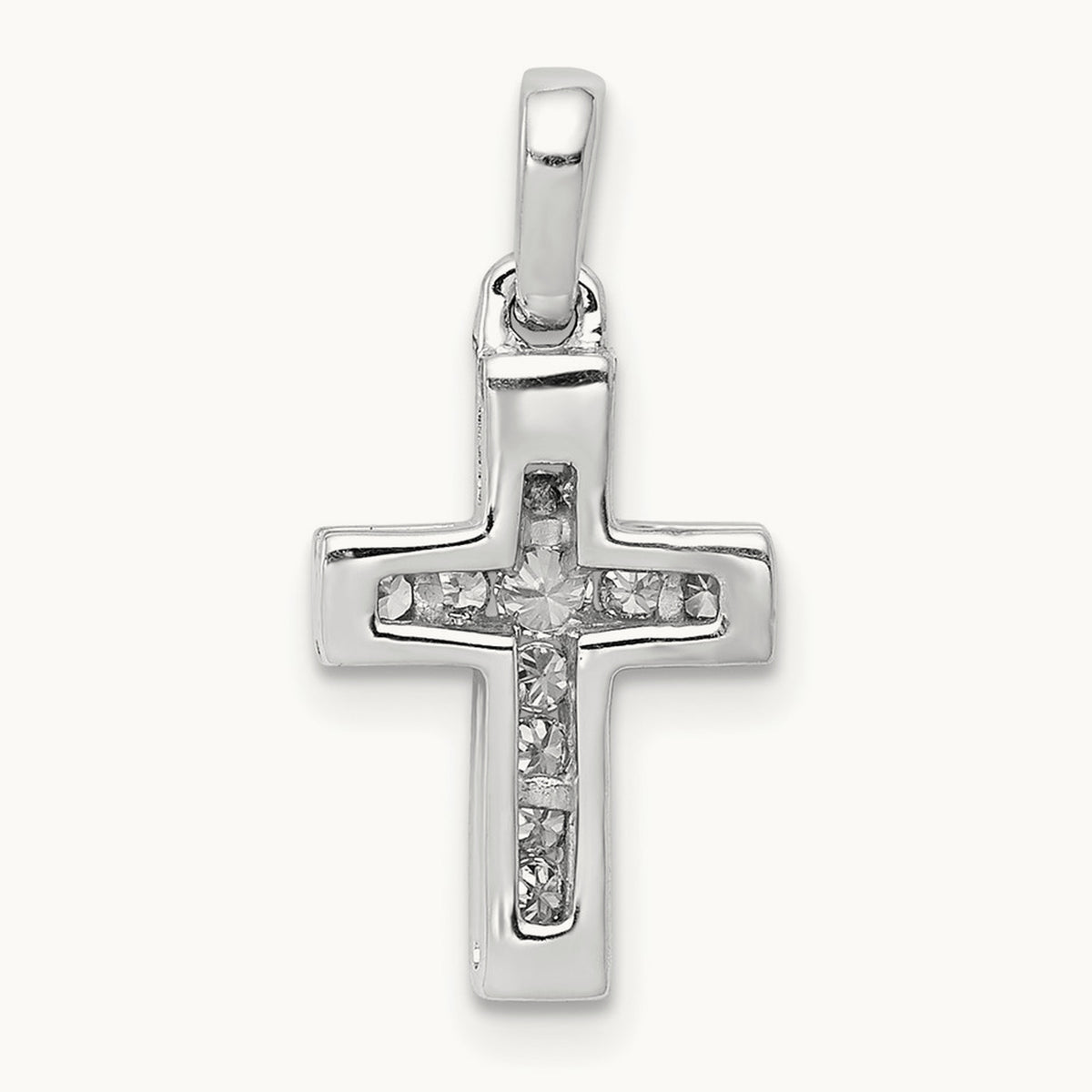 1/6ct. Diamond Latin Cross Pendant — 14K White Gold