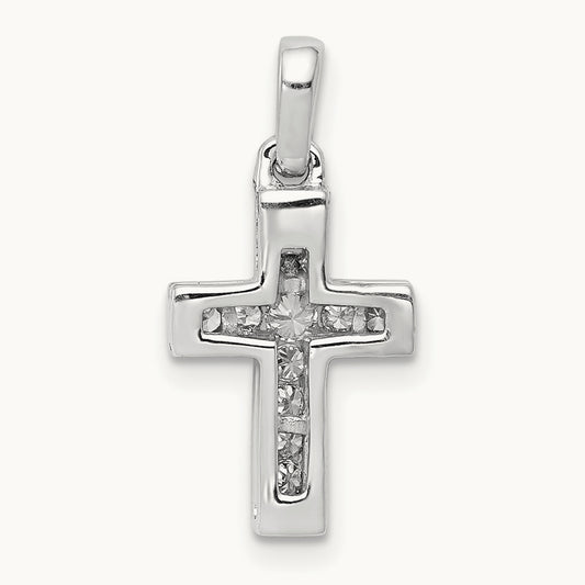 1/6ct. Diamond Latin Cross Pendant — 14K White Gold