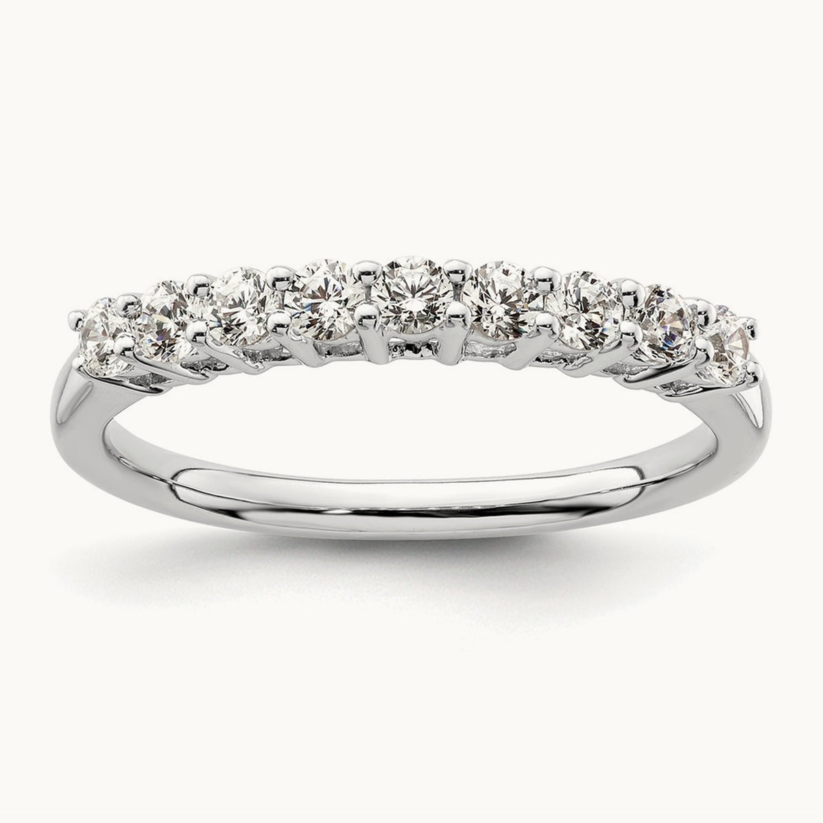 9-Stone Diamond Band, 14K White Gold