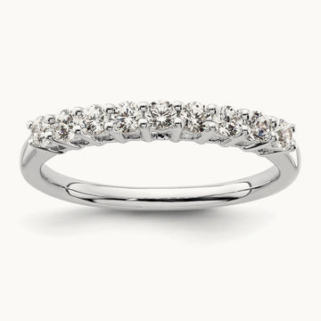 9-Stone Diamond Band, 14K White Gold