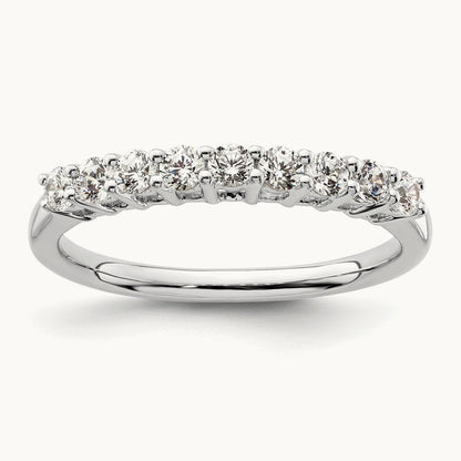 9-Stone Diamond Band, 14K White Gold