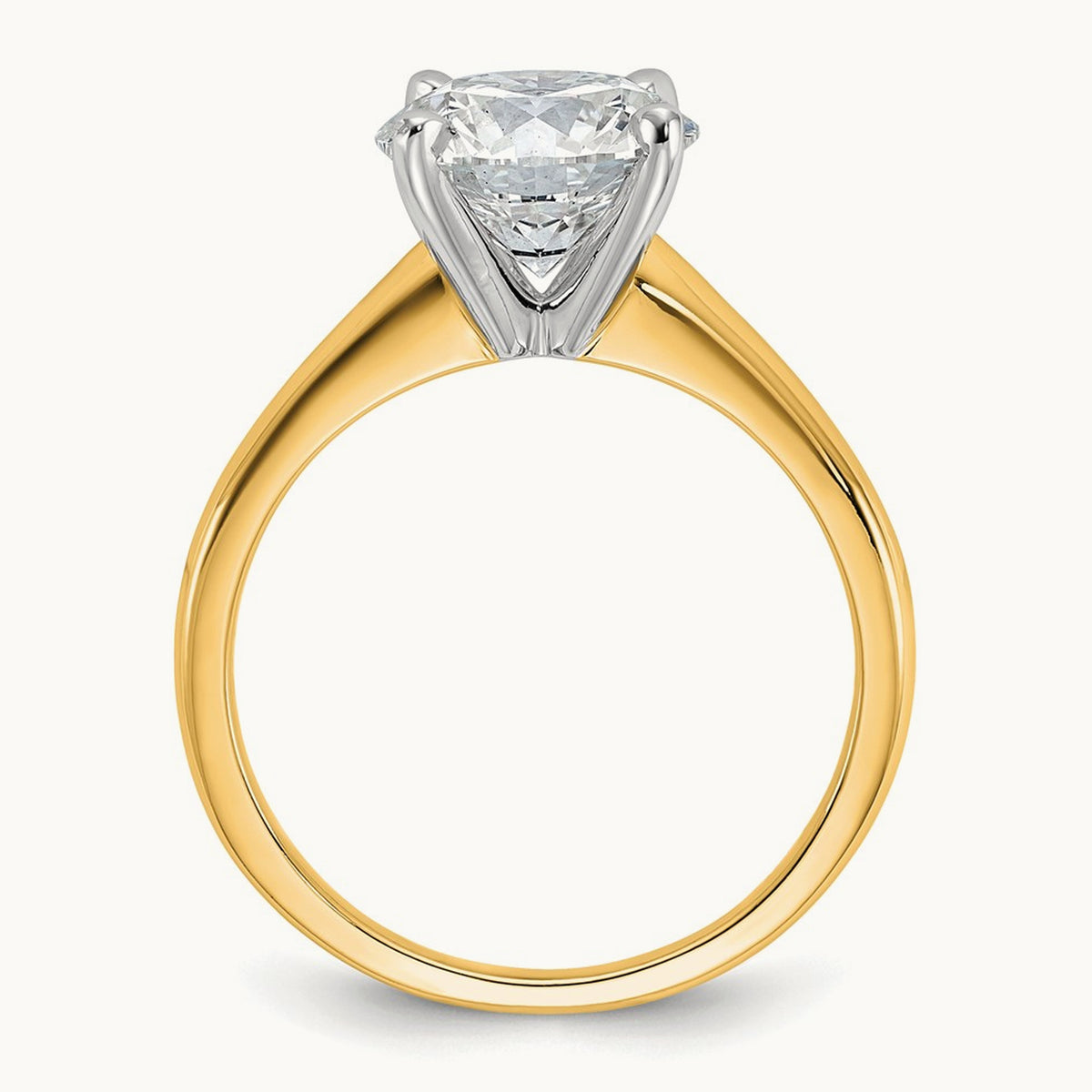 Round Solitaire Engagement Ring, 0.25-5.00 ct tw Lab-Grown Diamond — 3 ct, 14K Two-Tone