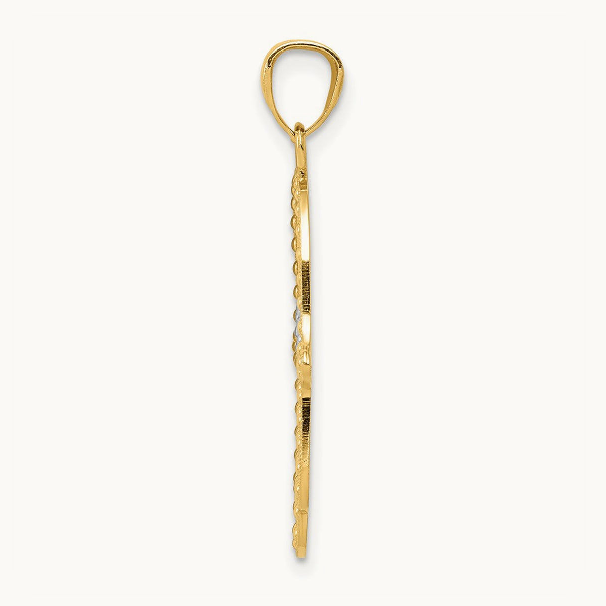 w/ Rhodium Hamsa Pendant, 14K
