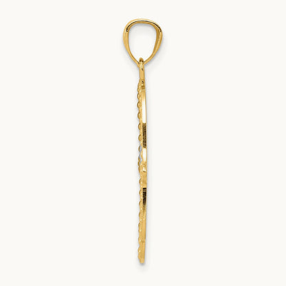 w/ Rhodium Hamsa Pendant, 14K