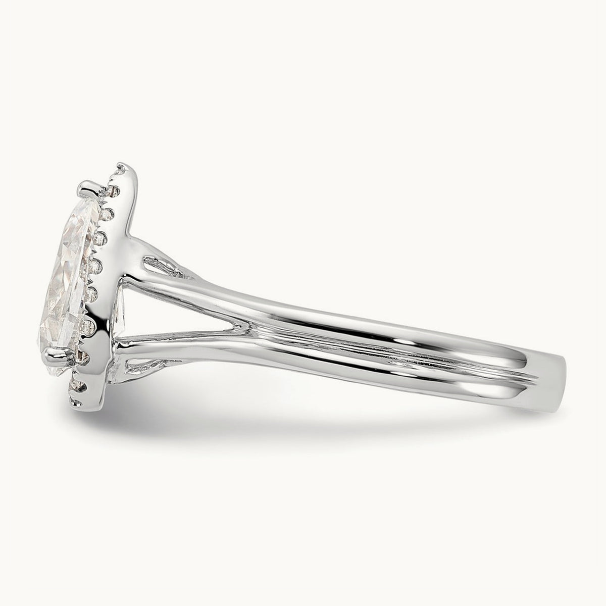 Pear Halo Semi-Mount Split Shank Engagement Ring, 0.07-0.20 ct tw — 1/6 ct, 14K White Gold