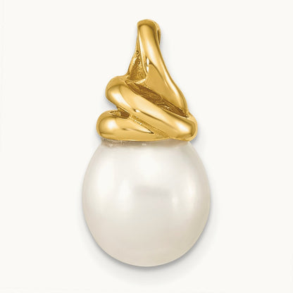 9- White Rice Freshwater Cultured Pearl Pendant, 14K