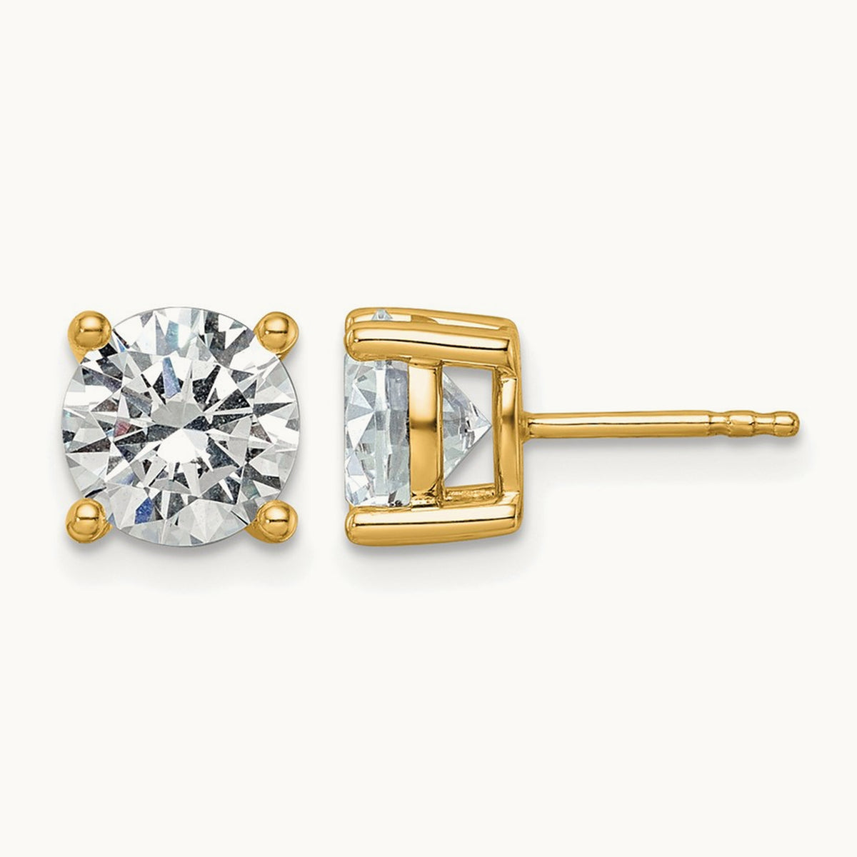 Round Lightweight Earrings, 0.25-6.00 ct tw Lab-Grown Diamond — 3 ct, 14K Yellow Gold