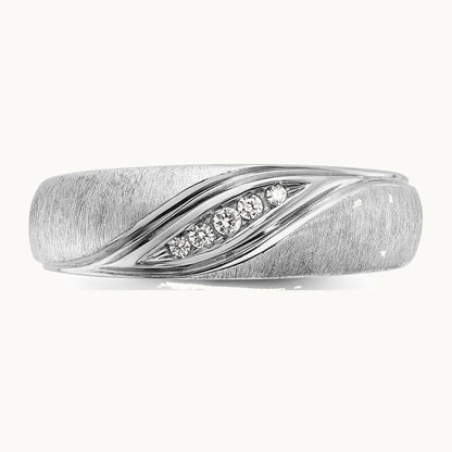 IBGoodman 14K White Gold Men's Polished and Satin 1/15 Carat AA Quality Diamond Ring