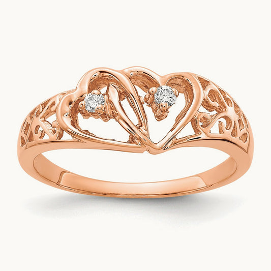 A Diamond heart ring, 14K Rose Gold