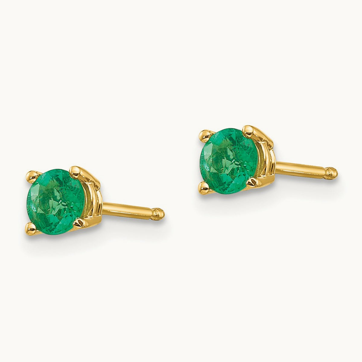 Emerald Post Earrings, 14K