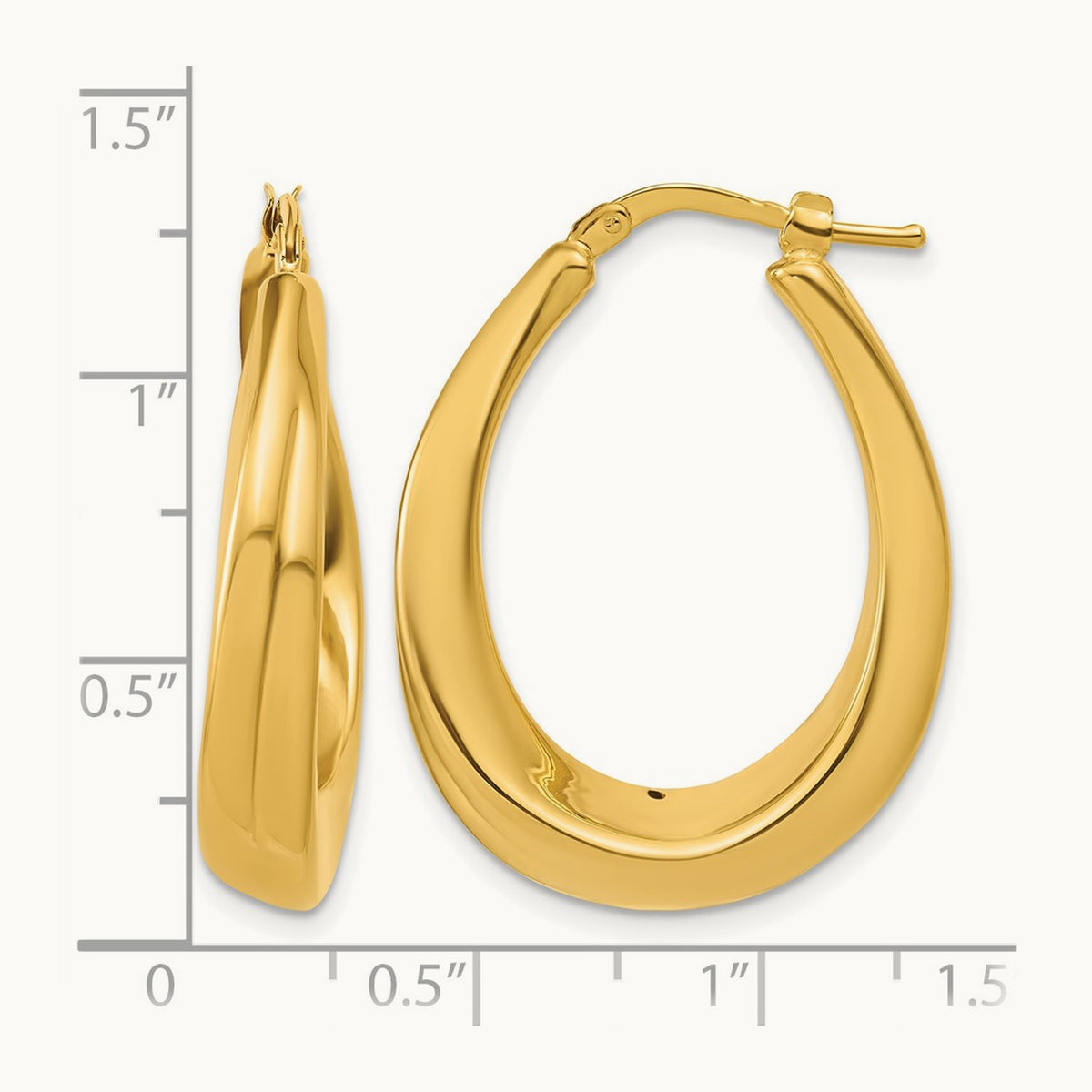 Polished Oval Hollow Hoop Earrings, 14K — Leslie's