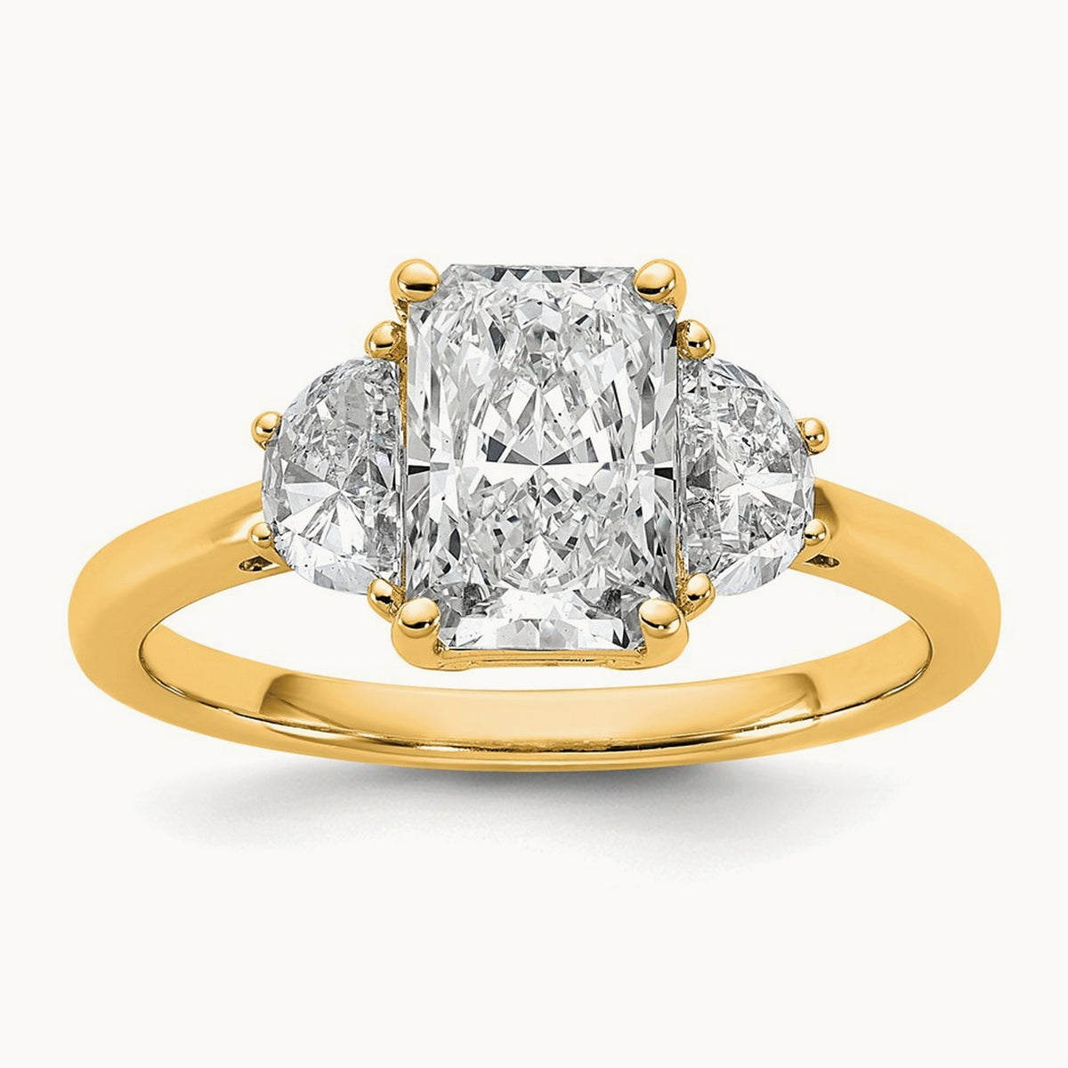 Radiant & 1/2 Moon Engagement Ring, 1.25-4.00 ct tw Lab-Grown Diamond — 2 ct, 14K Yellow Gold
