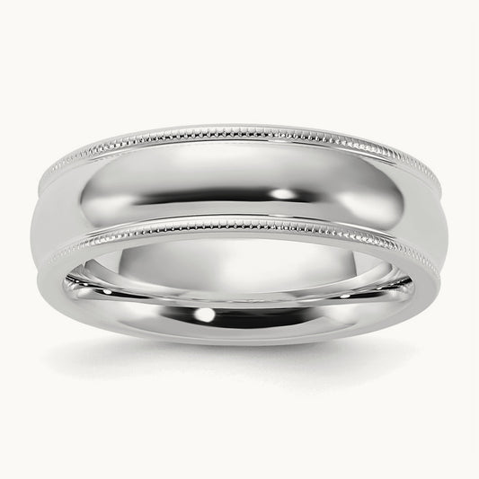 Rhodium-plated Comfort Fit Milgrain Band — photo set