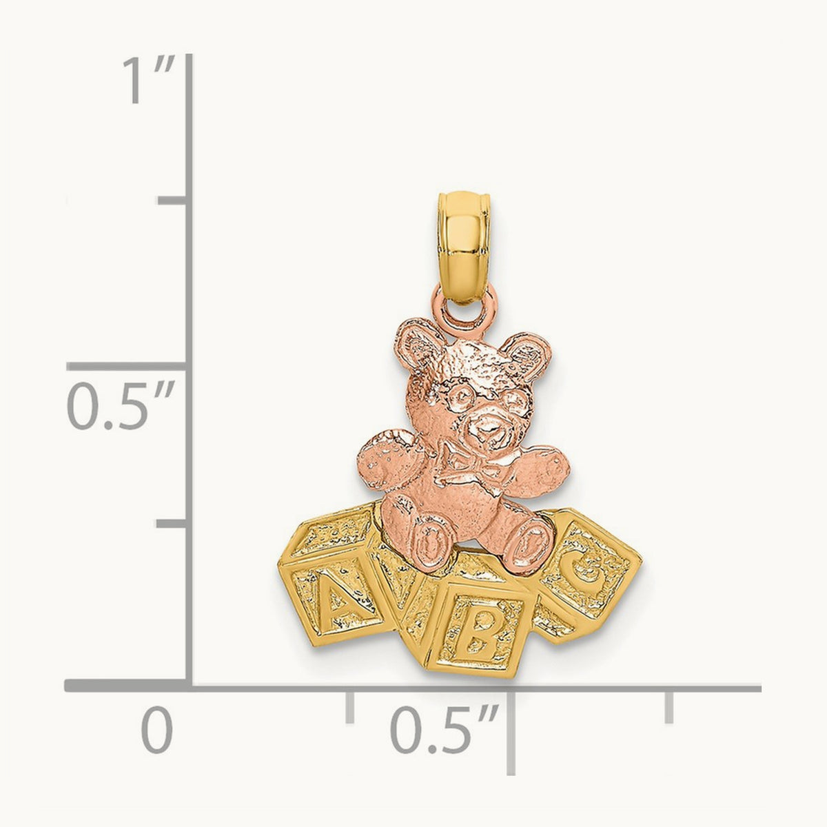 Teddy Bear w/ ABC Blocks Charm, 14K Two-tone