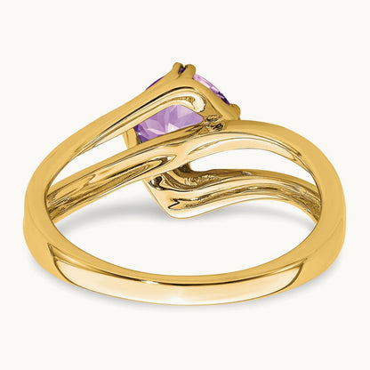 Amethyst and Diamond Ring, 0.04 ct tw — 14K Yellow Gold