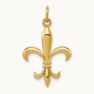 Hollow Fleur De Lis Charm — 14K Yellow Gold