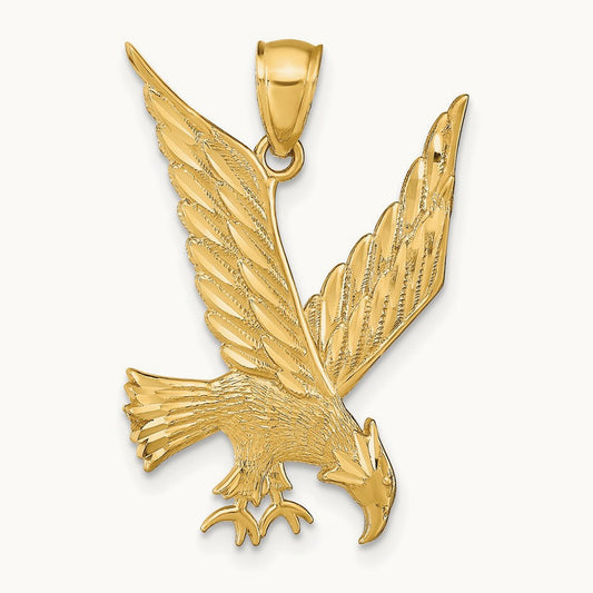 Diamond-cut Eagle Pendant, 14K