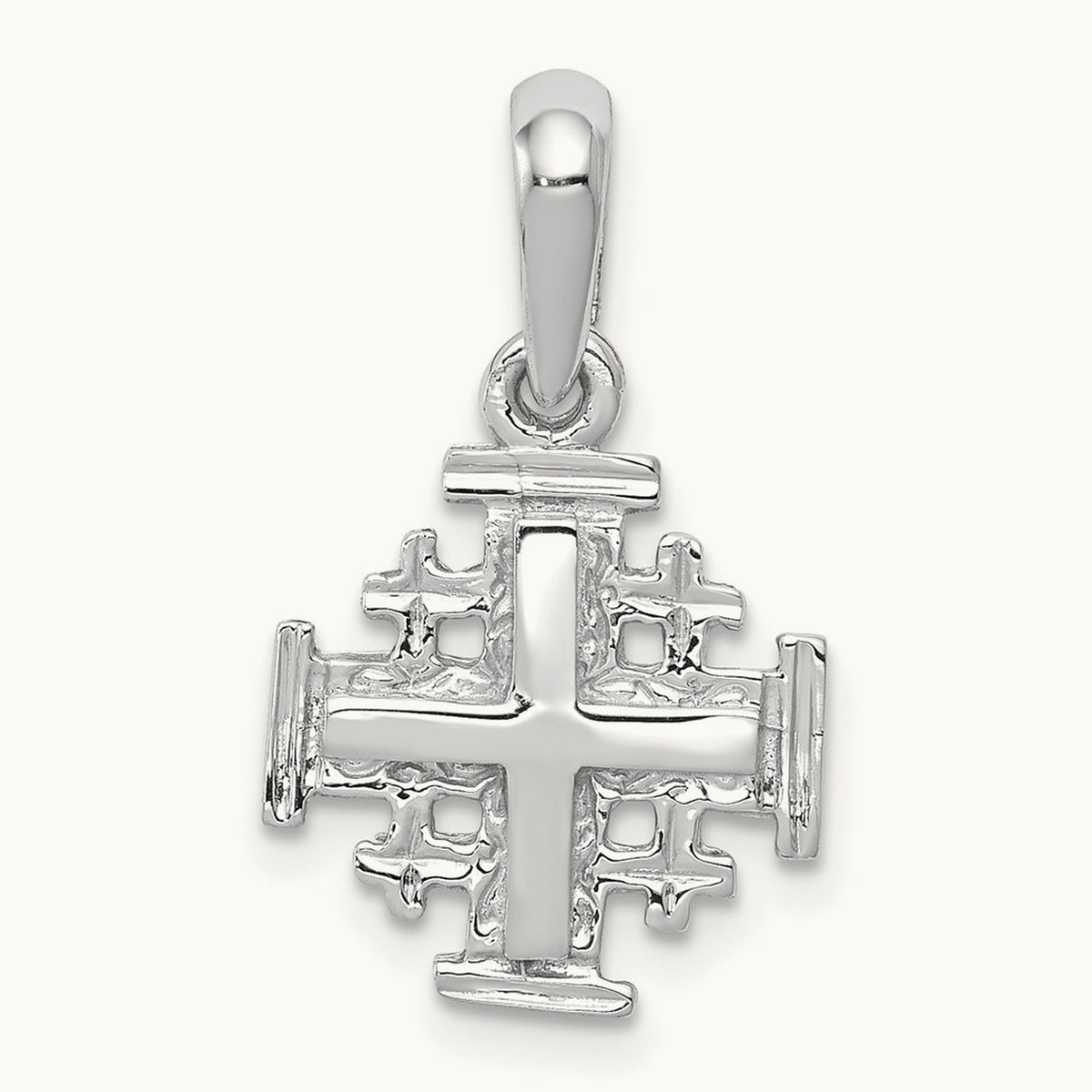 Jerusalem Cross Charm — 14K White Gold