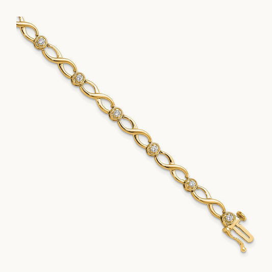 Infinity Bracelet, 0.50 ct tw Lab-Grown Diamond — 14K Yellow Gold, 7.25 in