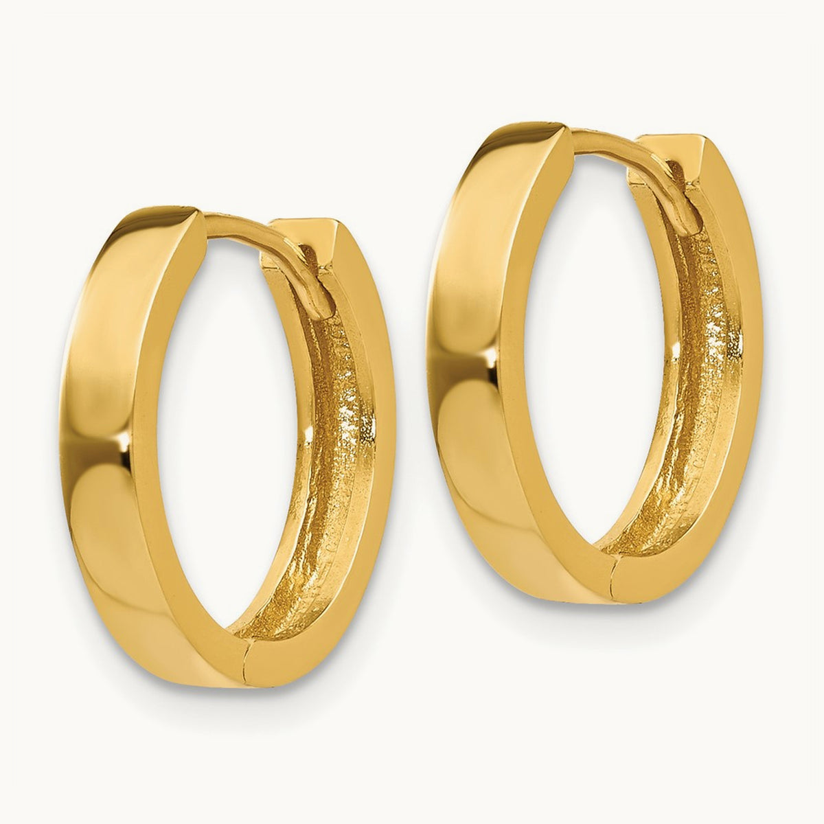 Round Hinged Hoop Earrings, 14K