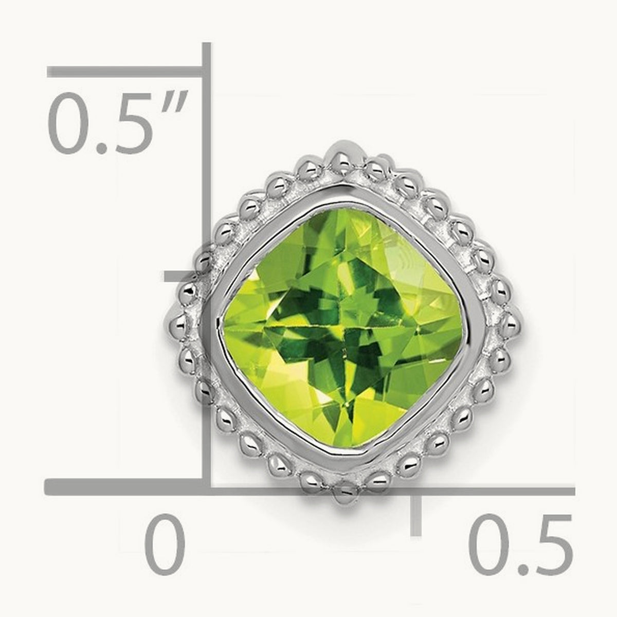 Cushion Peridot Chain Slide — 14K White Gold
