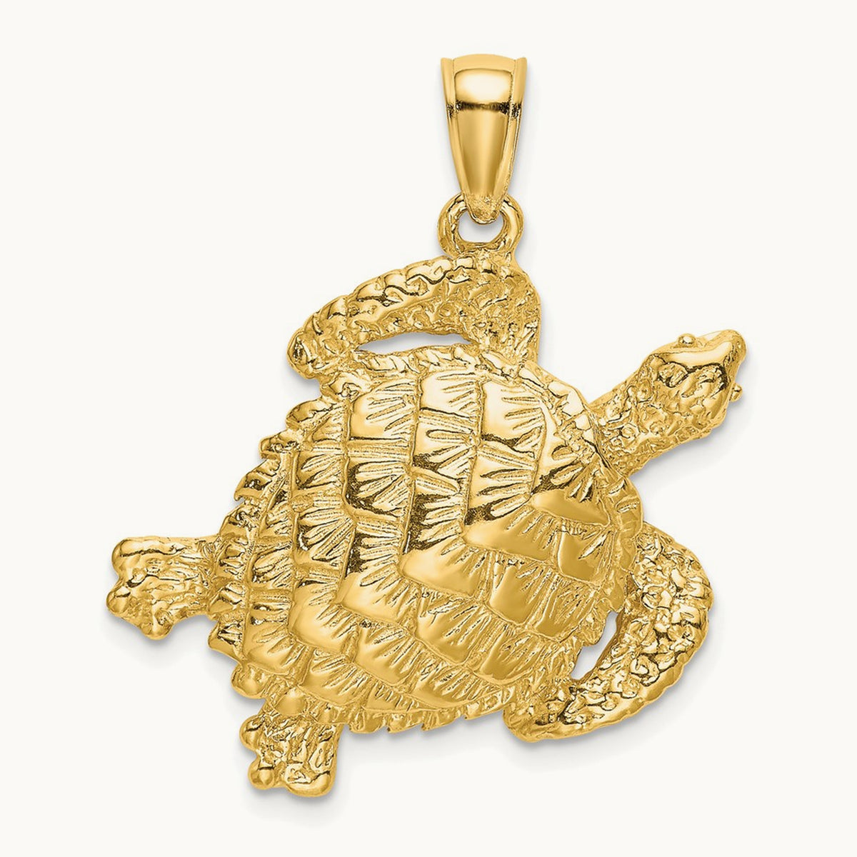Textured Sea Turtle Charm — 14K Yellow Gold
