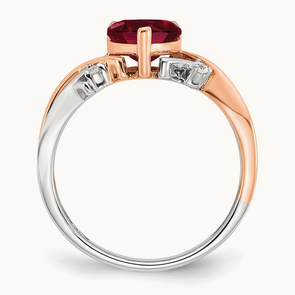 Heart Created Ruby and Diamond Ring, 14K Two-tone