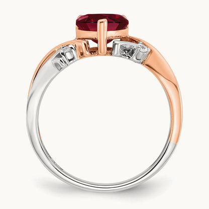 Heart Created Ruby and Diamond Ring, 14K Two-tone