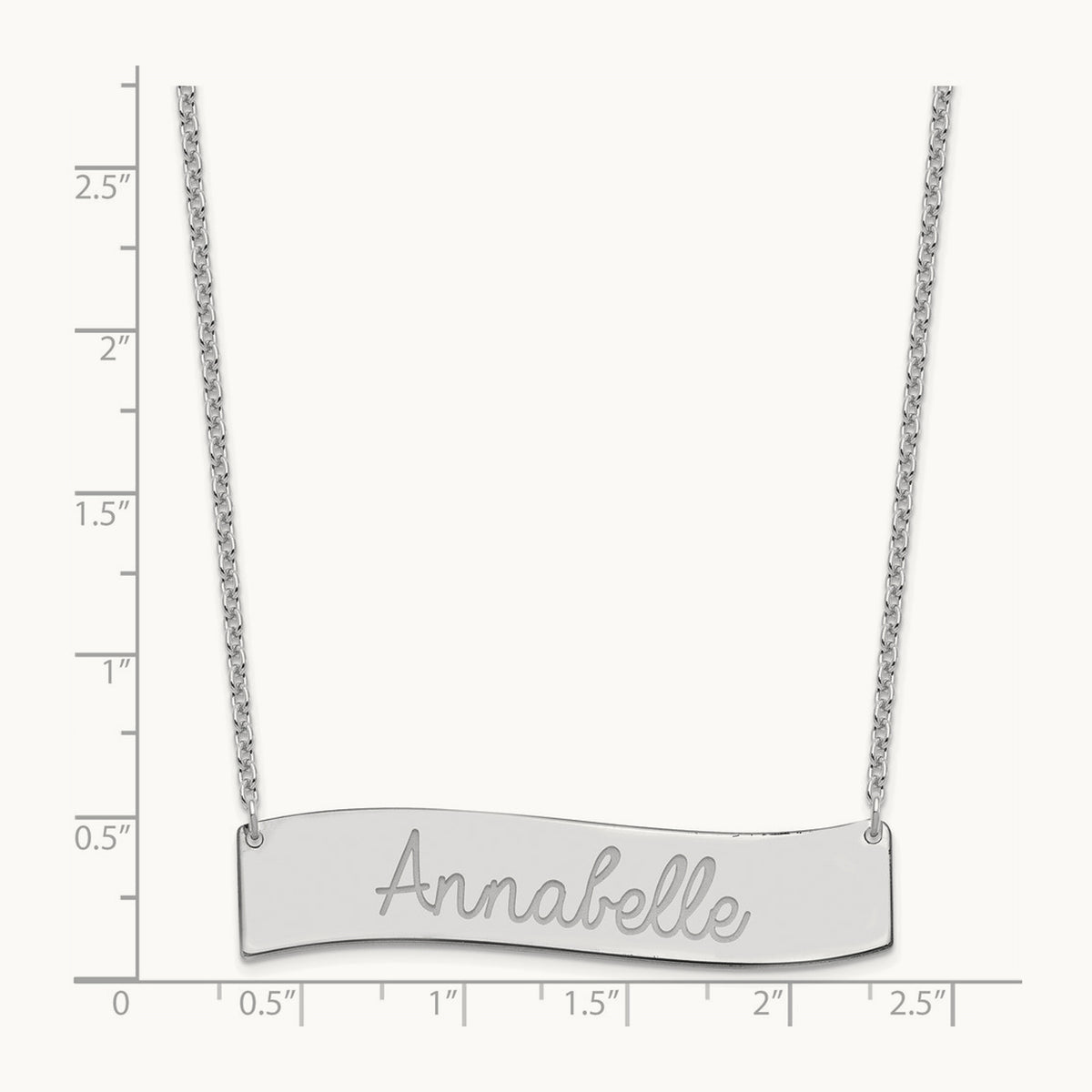 SS/Rhodium-plated Medium ALWAYS IN MY HEART Curved Bar Necklace