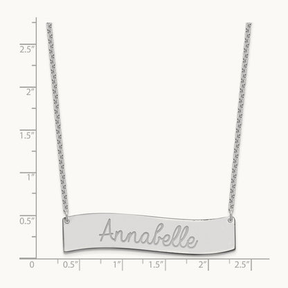 SS/Rhodium-plated Medium ALWAYS IN MY HEART Curved Bar Necklace