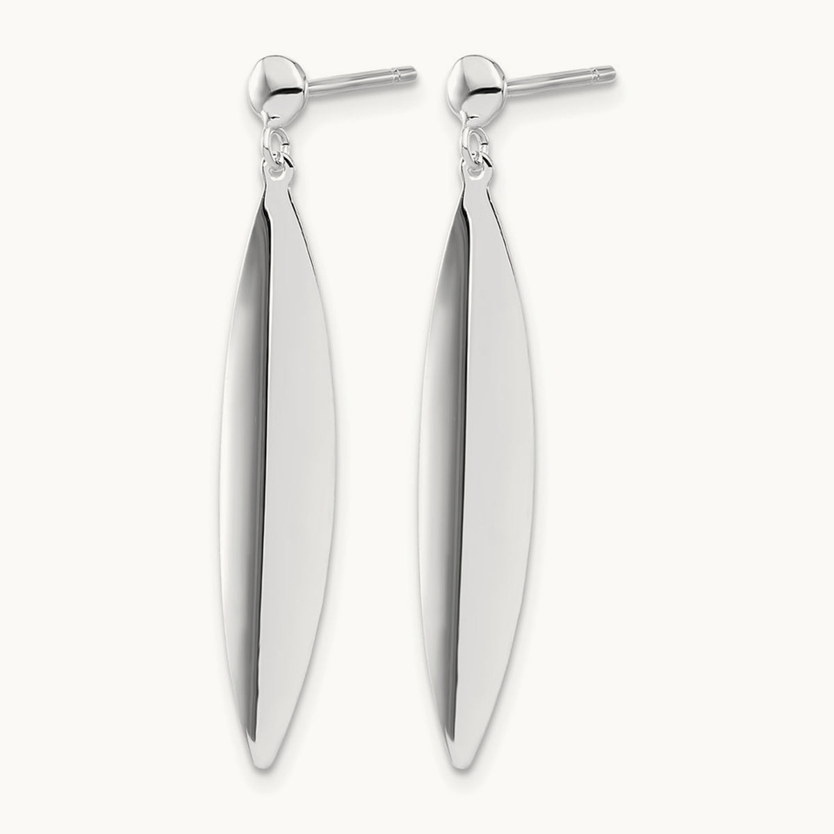 Polished Post Dangle Earrings — 14K White Gold