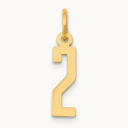 Small Elongated Number 2 Charm, 14K
