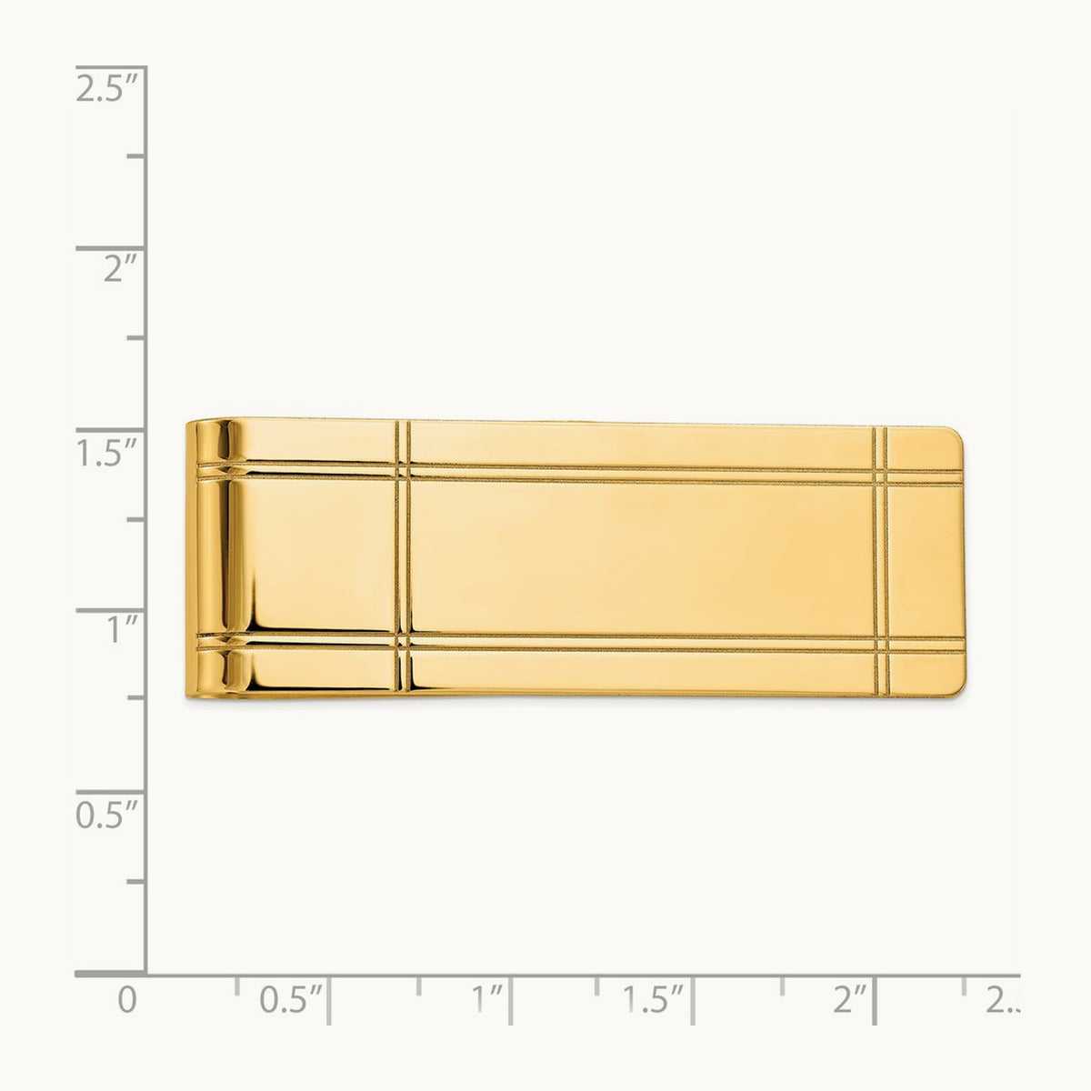 Men's Grooved Polished Money Clip — 14K Yellow Gold