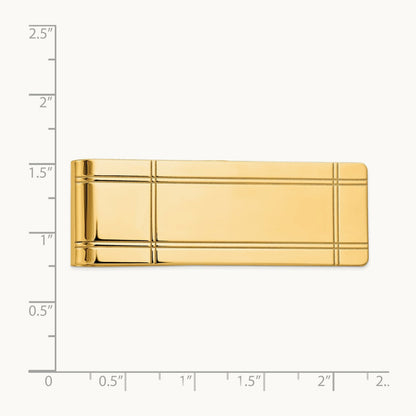 Men's Grooved Polished Money Clip — 14K Yellow Gold