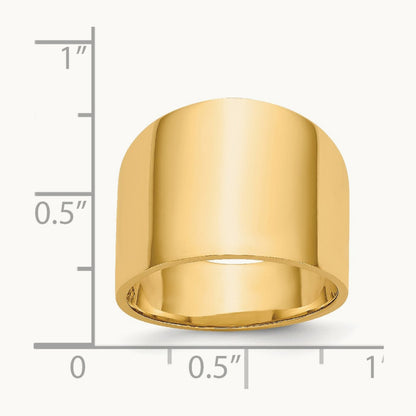 Flat-top Tapered Cigar Band Ring, 15mm, 14K