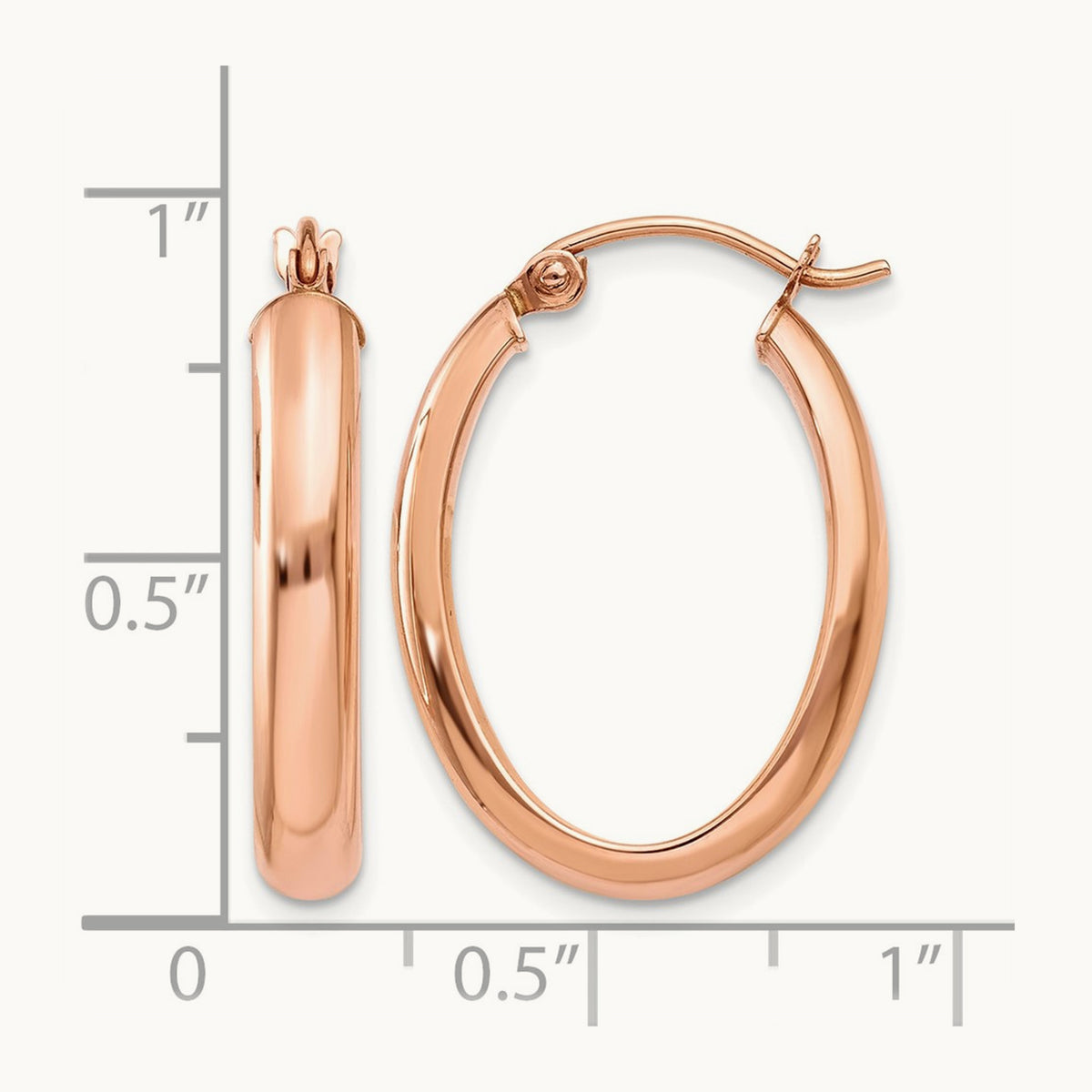 Polished Half-Round Oval Hoop Earrings — 16mm