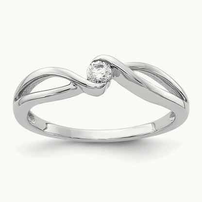Polished Diamond Ring, 14K White Gold