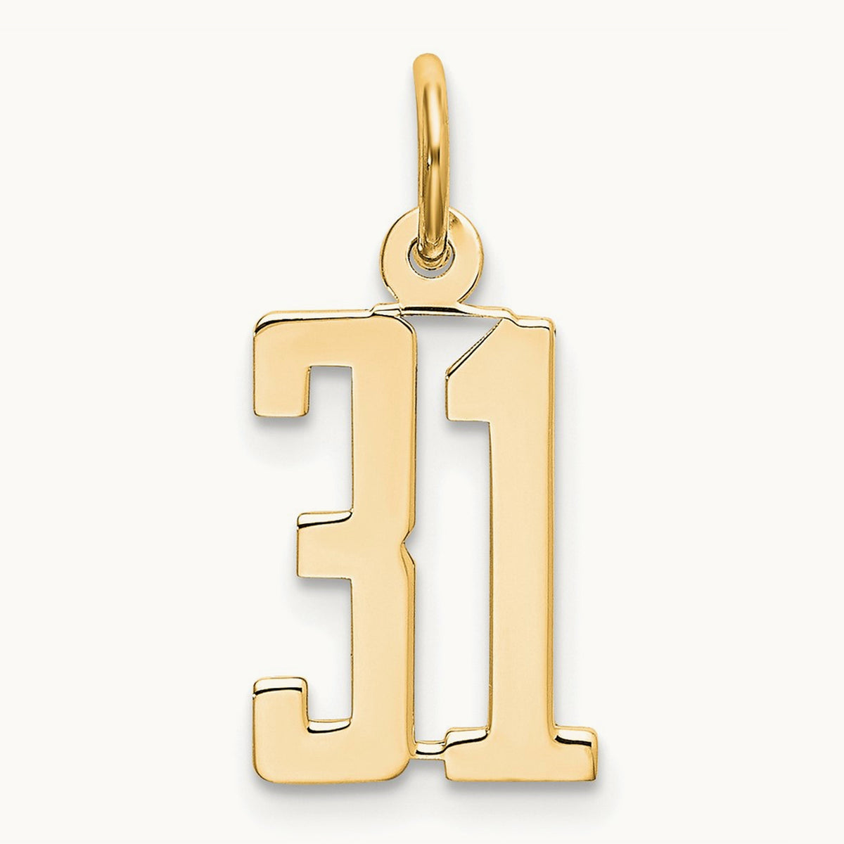 Small Elongated Number 31 Charm, 14K
