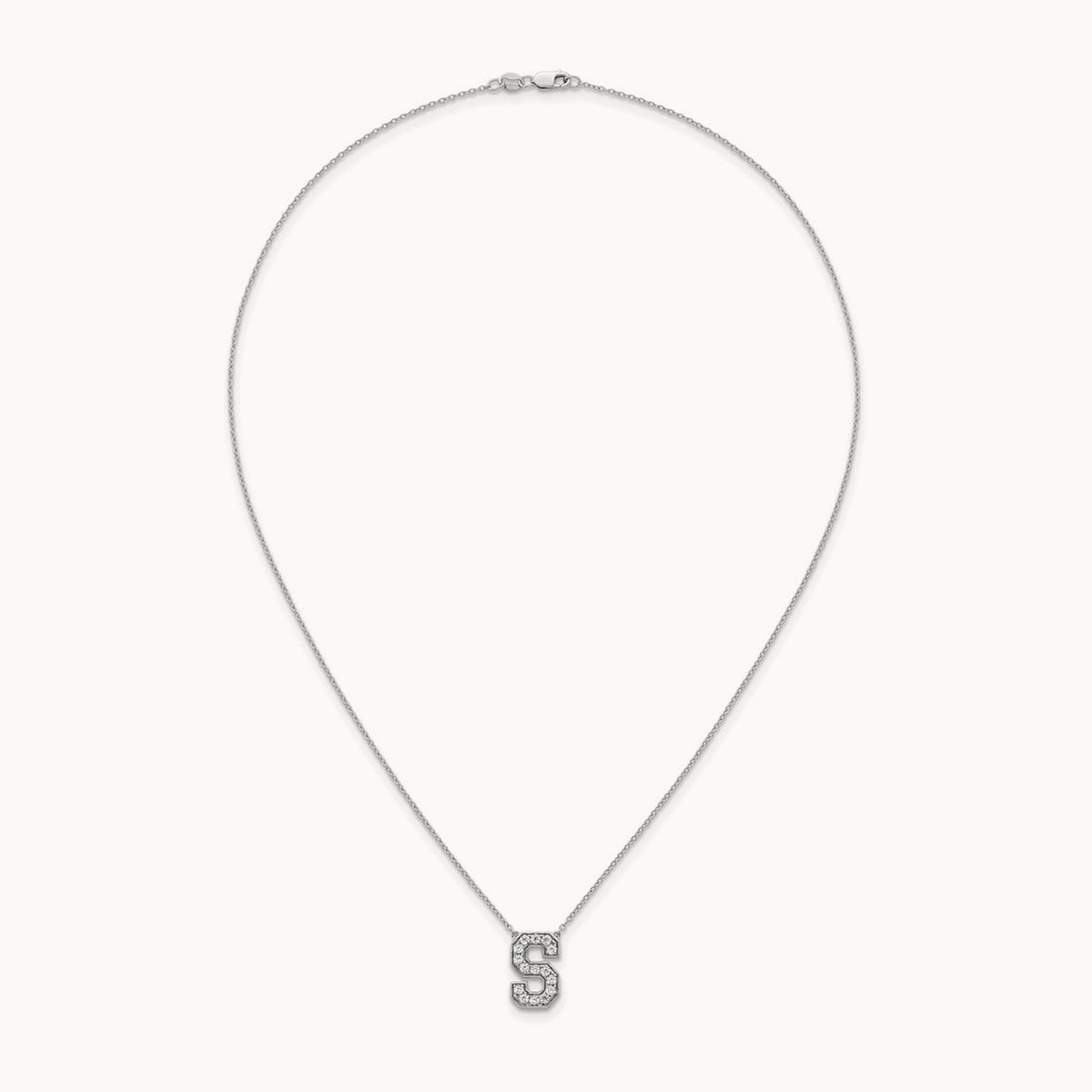 Initial Necklace — 14K White Gold, S, 3/8 ct