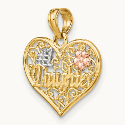 #1 DAUGHTER In Heart w/ Flowers Charm — photo set