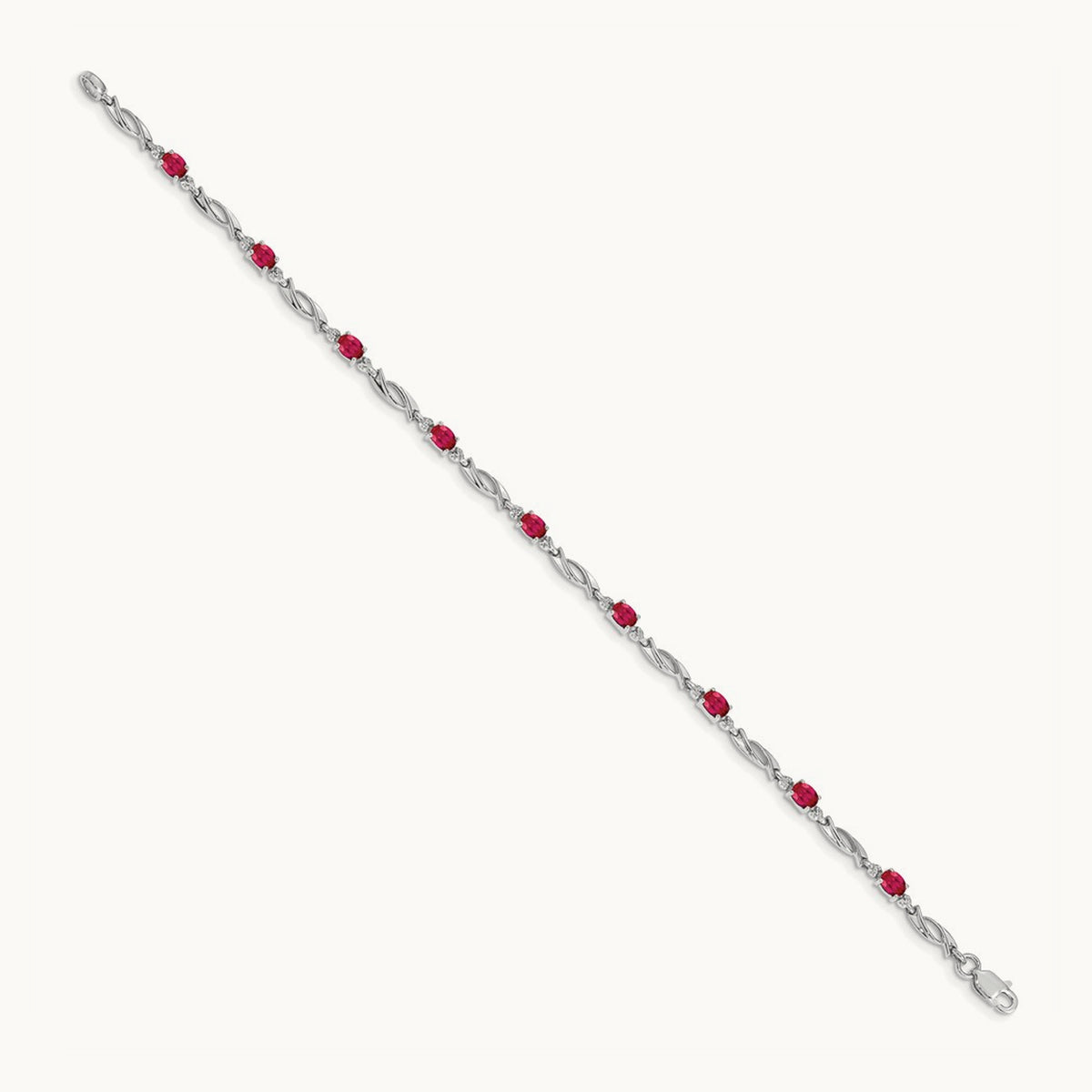 Diamond and Ruby Bracelet, 14K White Gold