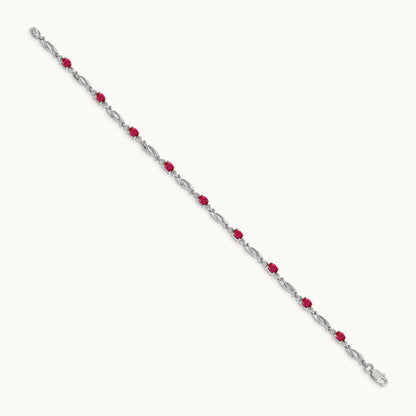 Diamond and Ruby Bracelet, 14K White Gold