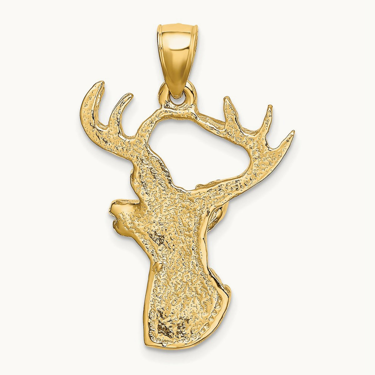 2-D Deer Head Profile Charm, 14K