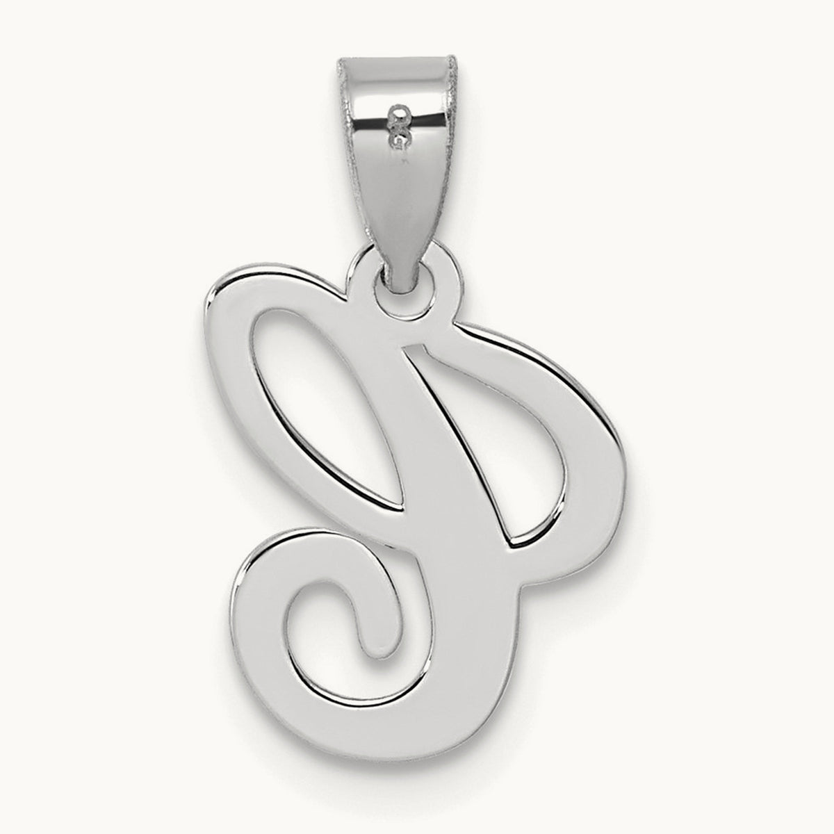 White Gold Script Letter C Initial Pendant, 14K White Gold