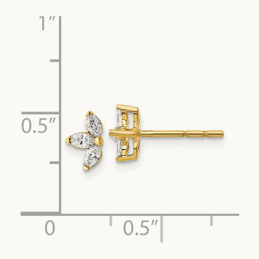 3-stone Marquise Diamond Earrings, 14K